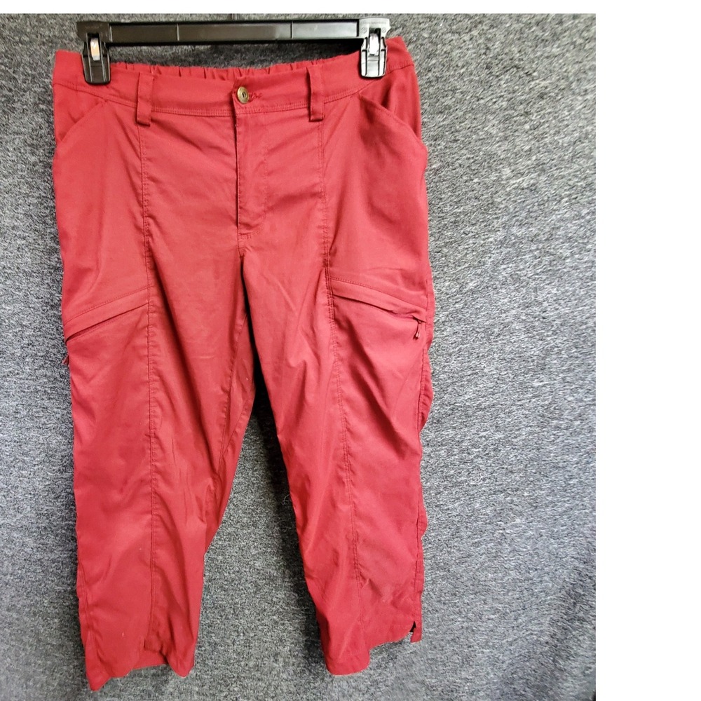 Duluth Trading Co Dry on the Fly Red Capri Cargo Pants Womens 8 Hiking Outdoor